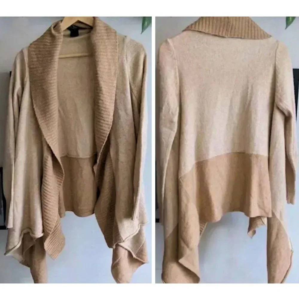 Love Stitch Cardigan Sweater Lagenlook Boho Drape Angora Knit Waterfall Small